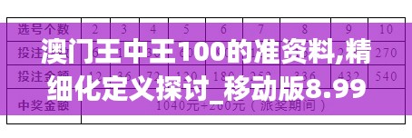 澳门王中王100的准资料,精细化定义探讨_移动版8.999