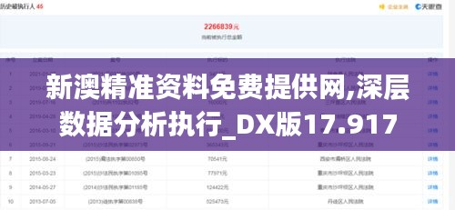 新澳精准资料免费提供网,深层数据分析执行_DX版17.917