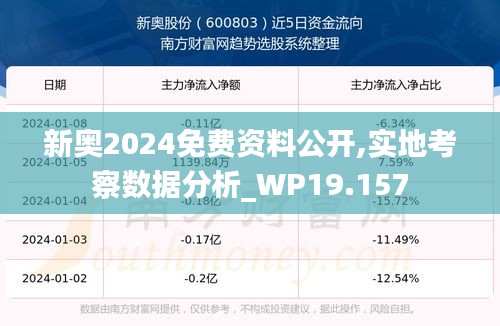 新奥2024免费资料公开,实地考察数据分析_WP19.157