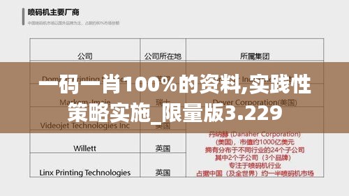 一码一肖100%的资料,实践性策略实施_限量版3.229