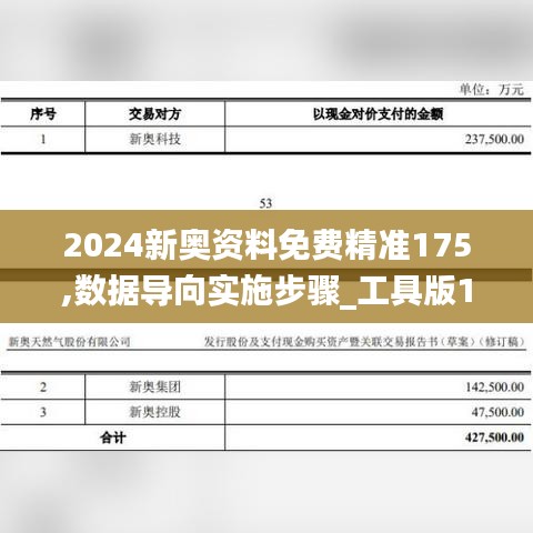 2024新奥资料免费精准175,数据导向实施步骤_工具版1.489