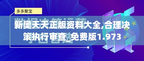 新奥天天正版资料大全,合理决策执行审查_免费版1.973