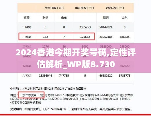 2024香港今期开奖号码,定性评估解析_WP版8.730