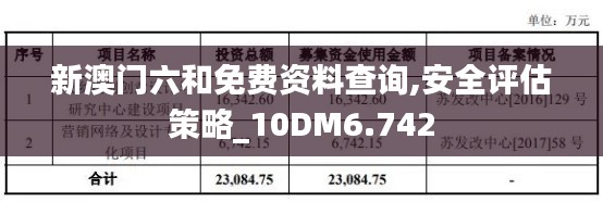 新澳门六和免费资料查询,安全评估策略_10DM6.742