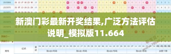 新澳门彩最新开奖结果,广泛方法评估说明_模拟版11.664