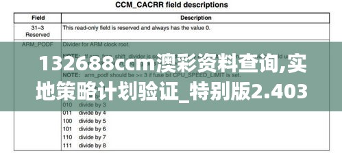 132688ccm澳彩资料查询,实地策略计划验证_特别版2.403