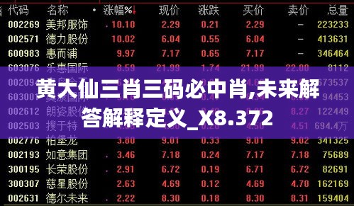 黄大仙三肖三码必中肖,未来解答解释定义_X8.372