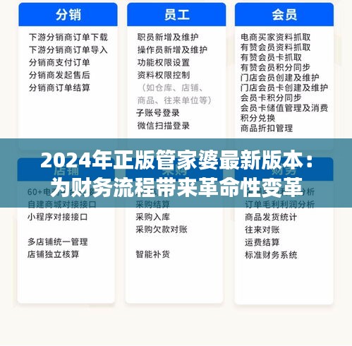 2024年正版管家婆最新版本：为财务流程带来革命性变革