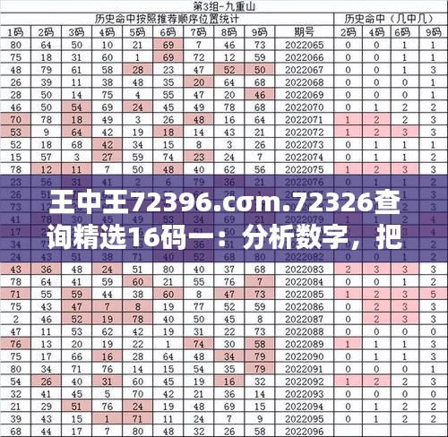 王中王72396.cσm.72326查询精选16码一：分析数字，把握生活的智慧