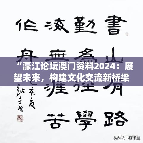 “濠江论坛澳门资料2024：展望未来，构建文化交流新桥梁”