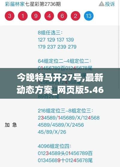 今晚特马开27号,最新动态方案_网页版5.464